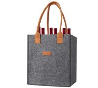 Felt Wine Tote Bag - 6 Compartment Bottle and Glass Carrier, Reusable Travel Storage Organizer, Portable Beverage Transport Accessory | For Picnics Parties Camping Road Trips Travel And Outdoor