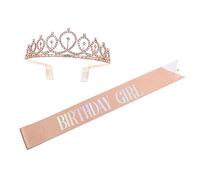 FELTECHELECTR 1set Compleanno Con Fascia e Coroncina Per Ragazza Decorazioni Festive Per Feste Di Compleanno Sash Elegante e Per Celebrare La Tua Giornata Speciale