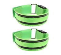 FELTECHELECTR 2 Pezzi Bracciale Luminoso da Corsa Night Run, Bracciale LED Regolabile in Nylon Verde Chiaro, a Batteria Sostituibile, Alta visibilità, per attività All'aperto e Feste,