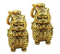 FELTECHELECTR 2 Pezzi Portachiavi in Rame a Forma di Mini Tigre, Ciondoli Decorativi Pendenti per Borsa e Chiavi, Design Creativo Cinese, Leggero e Compatto per Uso Quotidiano e Regalo