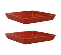 FELTECHELECTR 2 Pezzi Sottovaso Quadrato Rosso in Plastica per Vasi da | Superficie Liscia e Facile da Pulire, Trattiene L’acqua in Avanzo, per Davanzale e Giardino Interno