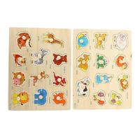 FELTECHELECTR 2 set Puzzle di Legno con Pomelli per Giochi Educativi per Anni Puzzle Animali in Legno Montessori per Sviluppo Coordinazione Mano-occhio e Creatività