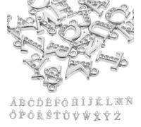 FELTECHELECTR 26 Pezzi Ciondoli Alfabeto in Lega Strass, Lettere Maiuscole per Progetti di Arte e Gioielli Fai da Te, Accessori Facili da Appendere per Braccialetti e Collane