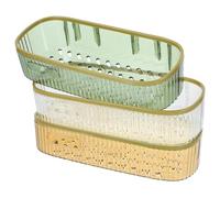 FELTECHELECTR 3 Pezzi Mensola Adesiva da Bagno in Pet Trasparente Verde e Color Organizer da Parete Senza Foratura per Doccia Porta Shampoo e Sapone Supporto Drenante Multiuso per Cucina e