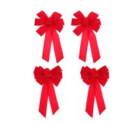 FELTECHELECTR 4 Pezzi Fiocco di Natale in Flanella Rosso per Decorazione Albero di Natale Elegante e Classico, Accessorio Divertente per Creare Un'atmosfera Accogliente a Casa