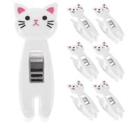 FELTECHELECTR Clip Design Semplice ed Elegante per Sacchetti Alimentari a Forma di Gatto in Ferro Bianco, Set da 6 Pezzi Multiuso e Sicuro per Casa e Cucina
