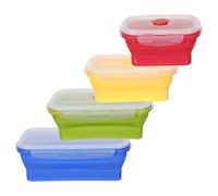 FELTECHELECTR Contenitori Pieghevoli in Silicone per Snack e Pranzo 4 Pezzi, Ermetici e Impilabili, Capacità 350-1200ml, per Casa e Campeggio