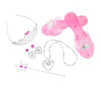 FELTECHELECTR Costume Principessa Bambina con Scarpe Tacco Rosa Collana ed Orecchini Giochi di Ruolo per Feste Compleanni e Cosplay Facile da Indossare e Confortevole per Bambine