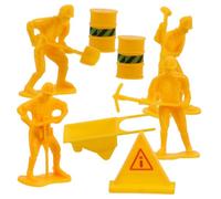 FELTECHELECTR Miniature Figurine Operai Edili Realistiche in Plastica Modelli Costruzione per Decorazioni Torte Compleanno e Accessori Tavolo