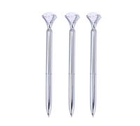 FELTECHELECTR Penna a Sfera Resistente e Scrittura Fluida in Metallo con Cristallo a Forma di Diamante, Set da 3 Pezzi per Studio e Lavoro