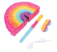 FELTECHELECTR Pignatta Arcobaleno a Forma di Torta in Carta con Benda e Pipistrello, Decorazione Versatile e Riempibile per Feste di Compleanno, Carnevale e Anniversari, Set 1 Pezzo