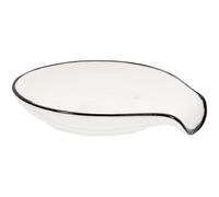 FELTECHELECTR Poggia Mestolo Cucina Ceramica Beige Design Semplice Porta Cucchiaio Cucina Resistente e Decorativo come Appoggia e Piatto per Salsa