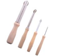 FELTECHELECTR Punzone Rotondo Manico in Legno Leggero Set in Inossidabile 4 Strumenti per Forare Artigianali per e Argilla
