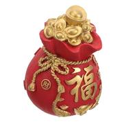 FELTECHELECTR Salvadanaio Resina Porta Soldi Rosso Decorativo Forma di Sacchetto della Fortuna Scultura da Tavolo Resistente e Facile da Pulire Cassettina Denaro per Risparmio e Regalo Festivo