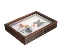 FELTECHELECTR Scatola per Campioni in Legno con Teca Trasparente Antipolvere Vetrina Compatta e Robusta con Serratura per Collezionisti e Esposizione Specimen