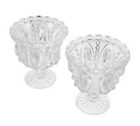 FELTECHELECTR Set 2 Ciotole da Dessert in Vetro Trasparente Dettagli a Rilievo e Base, Resistenti al Calore, Perfette per Creare Un'atmosfera Estiva Elegante e Raffinata