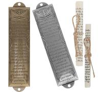 FELTECHELECTR Set 2 Mezuzah Decorativa in Metallo Design Antico, Ornamento Religiosa per Porta Casa, Misura Compatta per Arredamento e Protezione Spirituale