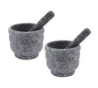 FELTECHELECTR Set 2 Pezzi Mortaio e Pestello in Pp Design Granito, Compatto e Versatile per Macinare Aglio e Spezie in Cucina Domestica, per Anziani