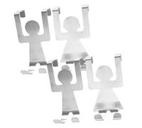 FELTECHELECTR Set 4 Ganci Sopra Porta in Acciaio Resistente 4 Pezzi Design Decorativo a Forma di Persona Ganci Multiuso per Cappotti Borse e Accessori per Armadietti e Cassetti Casa