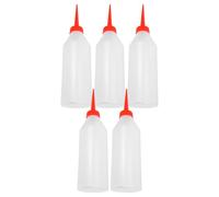 FELTECHELECTR Set 5 Bottiglie Erogatore di Olio Punta Ago per Macchina da Cucire, Bottiglie in Plastica Comprimibili 500 Ml per Manutenzione Sartoria e Applicazione Liquidi Artigianato