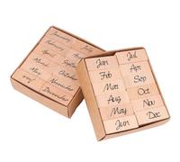 FELTECHELECTR Set di 2 Timbri in Legno e Gomma Sigilli Lettere del Mese per Scrapbooking e Patchwork, Riutilizzabili per Diario e Artigianato Fai da Te