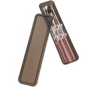 FELTECHELECTR Set Posate da Viaggio Portatili in Acciaio Inossidabile con Custodia Rosa, Cucchiaio e Forchetta Sicuri per Bocca, Facili da Pulire con Spazzola Inclusa
