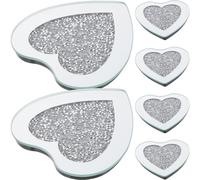 FELTECHELECTR Sottobicchieri Argento in Vetro a Forma di Cuore Set 6 Resistenti al Calore e Spessi, Decorazione per Tavolo da Cucina e Bar