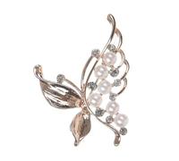FELTECHELECTR Spilla Donna Elegante a Forma di Farfalla Perle Finte in Lega, Struttura Unica e Facile da Appuntare, Accessorio Classico per Abbigliamento Femminile