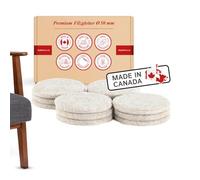 Feltrini Adesivi Ultra-Durevoli per Sedie e Mobili, 50 mm di Diametro, Set da 12 Pezzi, Marrone Chiaro - Protezione Pavimento Made in Canada