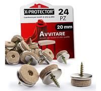 Feltrini con vite X-Protector - 24 cuscinetti per sedie in feltro da 20 mm per pavimenti in legno - Feltrini per gambe di mobili BEIGE - Cuscinetti per mobili per parquet