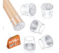 Feltrini per Sedie Rotondi, 16 Pezzi Gommini per Sedie, Tappi per le Gambe Delle Sedie per Pavimenti in Legno, Protezione Antigraffio, Elastiche(Fit:15-22mm)