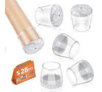 Feltrini per Sedie Rotondi, 28 Pezzi Tappi per Sedie, Gommini in Silicone con Feltro, Elastiche Protezione per Gambe Delle Sedie per Antigraffio(Fit:22-28mm)