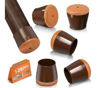 Feltrini per Sedie Rotondi, 28 Pezzi Tappi per Sedie, Gommini in Silicone con Feltro, Elastiche Protezione per Gambe Delle Sedie per Antigraffio(Fit:22-28mm)