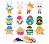 Feltro Lavoretti Pasqua per Bambini, 12 Pezzi Lavoretti Creativi Decorazioni Autunnali, Coniglietti, uova e Pulcini Set fai da te Bambini dai 3 ai 4 5 6 7 8 Anni per Maschietti e Femminucce Regali