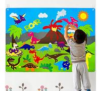 Feltro Storyboard Dinosaur 3.5Ft 37Pcs Preschool Dinosaur Storytelling Flanella Board Dino Animals Mondo Early Learning Play Kit Educational Hanging Teaching Toys Regalo di Compleanno