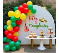 Felz Cumpleanos Adesivo da parete per feste, segno di buon compleanno per sfondo, adesivi per compleanno spagnolo, rosso verde