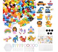 FEMBW Grande Set di Perline da Stirare, 1500 Pezzi di 10mm Perline XL con Piastre, 16 Motivi (4 temi) e Carta da Stirare, Creative per Bambini(12 color)
