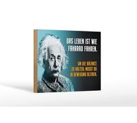 Femer Cartello in legno citazione 12 x 18 cm Einstein blu La vita è come andare in bicicletta