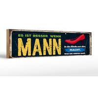 Femer Targa in legno, 46 x 10 cm, scritta "Besser, wenn Mann in Küche macht, was die Chefin sagt