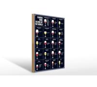 Femer Targa in legno con alcool, 30 x 40 cm, motivo: Famous wine blends of the world