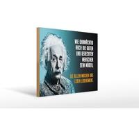 Femer Targa in legno con citazione 30 x 40 cm Einstein blu buona e giusta gente decorativa