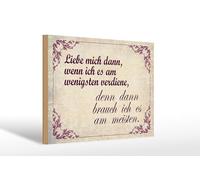Femer Targa in legno con scritta in lingua tedesca "Liebe mich dann wenn ich es am weniger verdiene