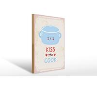 Femer Targa in legno con scritta "Kiss the Cook" 30 x 40 cm