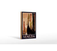 Femer Targa in legno da viaggio, 12 x 18 cm, Venezia Italia, Gondoliere