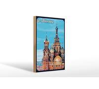Femer Targa in legno da viaggio, 20 x 30 cm, motivo: Cattedrale di San Pietroburgo