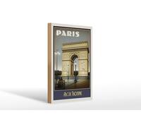 Femer Targa in legno da viaggio, 20 x 30 cm, Parigi Francia Arc de Triomphe