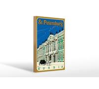 Femer Targa in legno da viaggio, 20 x 30 cm, San Pietroburgo, Russia, carrozza di neve