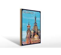 Femer Targa in legno da viaggio, 30 x 40 cm, motivo: Cattedrale di San Pietroburgo