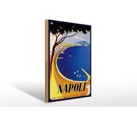 Femer Targa in legno da viaggio 30 x 40 cm Napoli Italia mare spiaggia decorazione targa