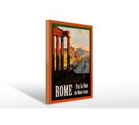 Femer Targa in legno da viaggio 30 x 40 cm Roma Italia Par la voie du Mont Cenis